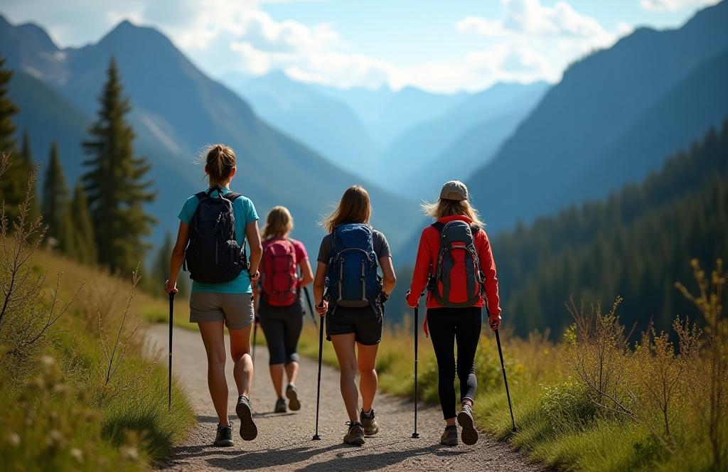 Women's hiking group in Banff